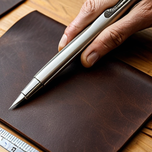 Home 5 가죽공예 손잡이 퀼팅 - The Art of Leather Selection and Precise Marking**
Detailed close-up shot of an artisan's hands ...